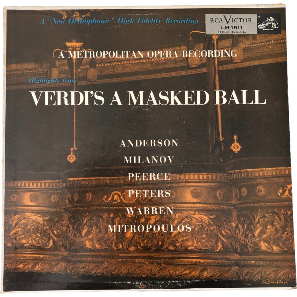 Giuseppe Verdi - A Masked Ball (Highlights) 1955 Vinyl Record Double LP Opera